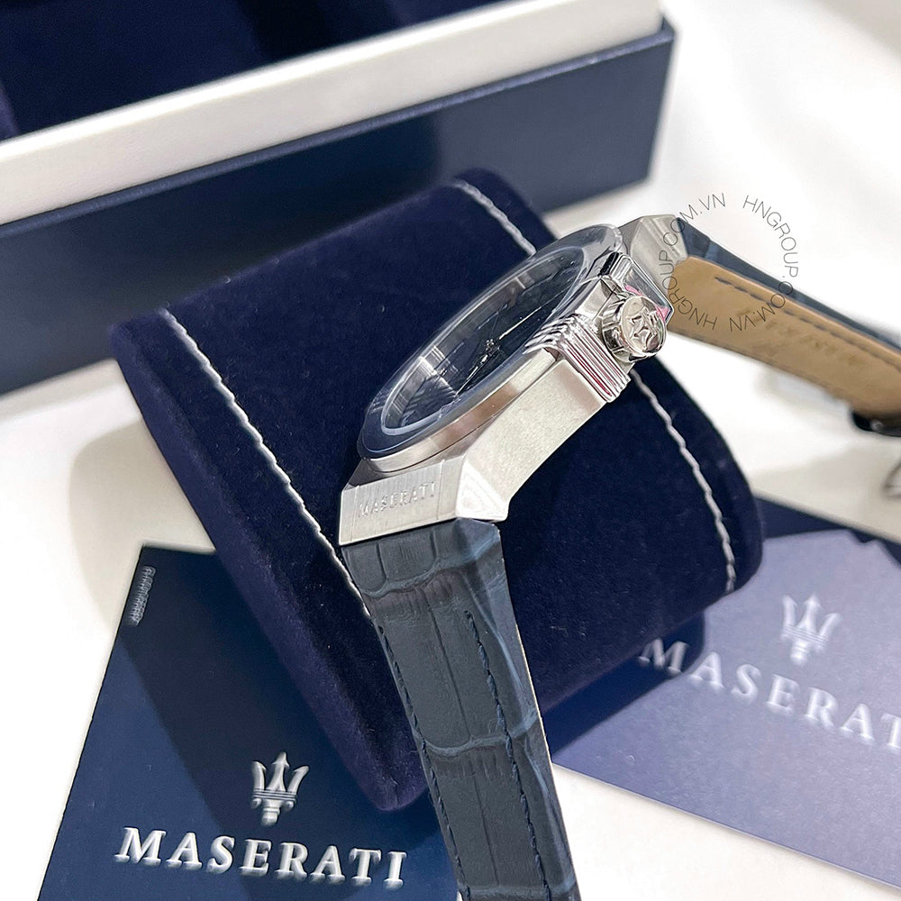 Maserati Potenza Blue Dial Blue Leather Strap Watch For Men - R8851108015 Watches Maserati   