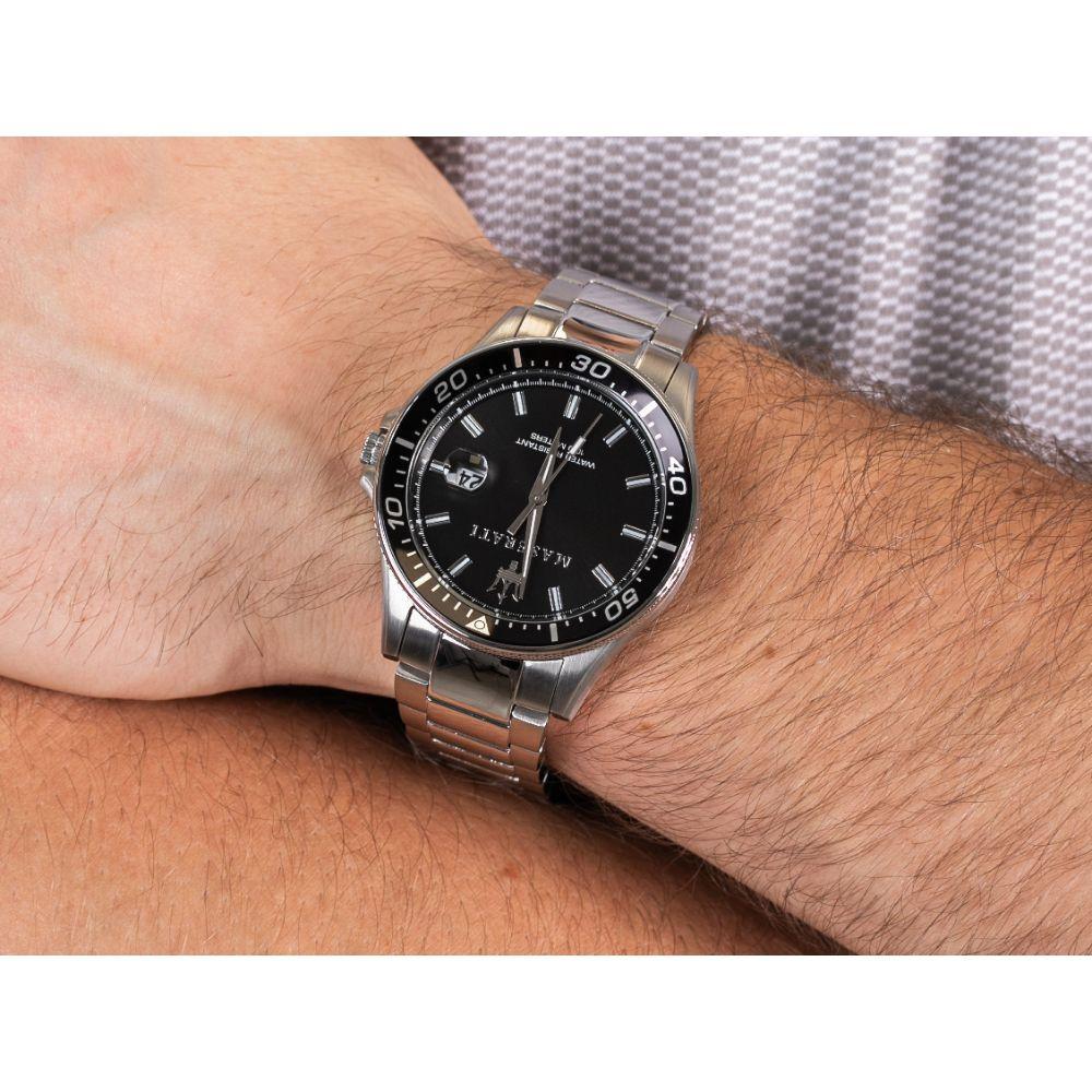 Maserati SFIDA Quartz Black Dial Stainless Steel Watch For Men - R8853140002 Watches Maserati   