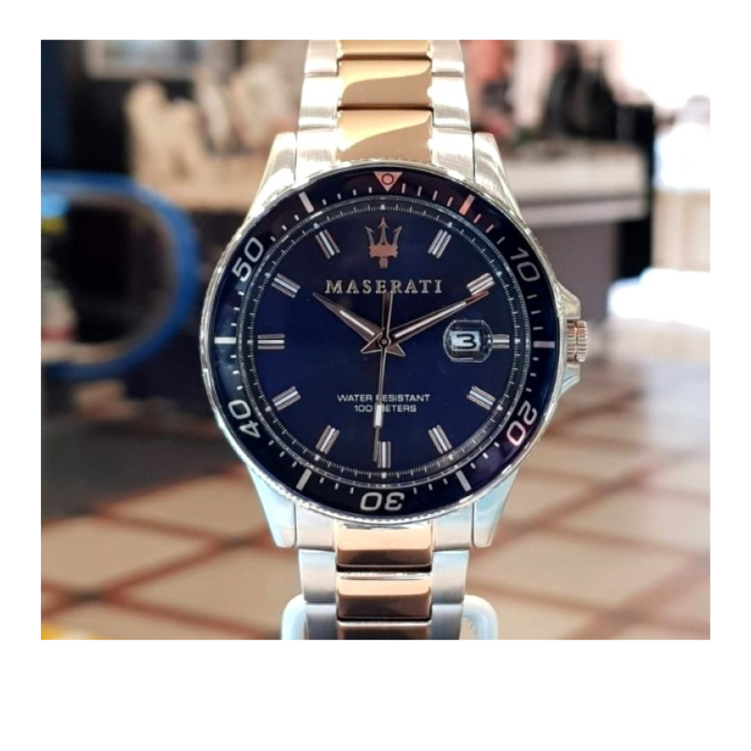 Maserati SFIDA Quartz Blue Dial Stainless Steel 44mm Watch For Men - R8853140003 Watches Maserati   