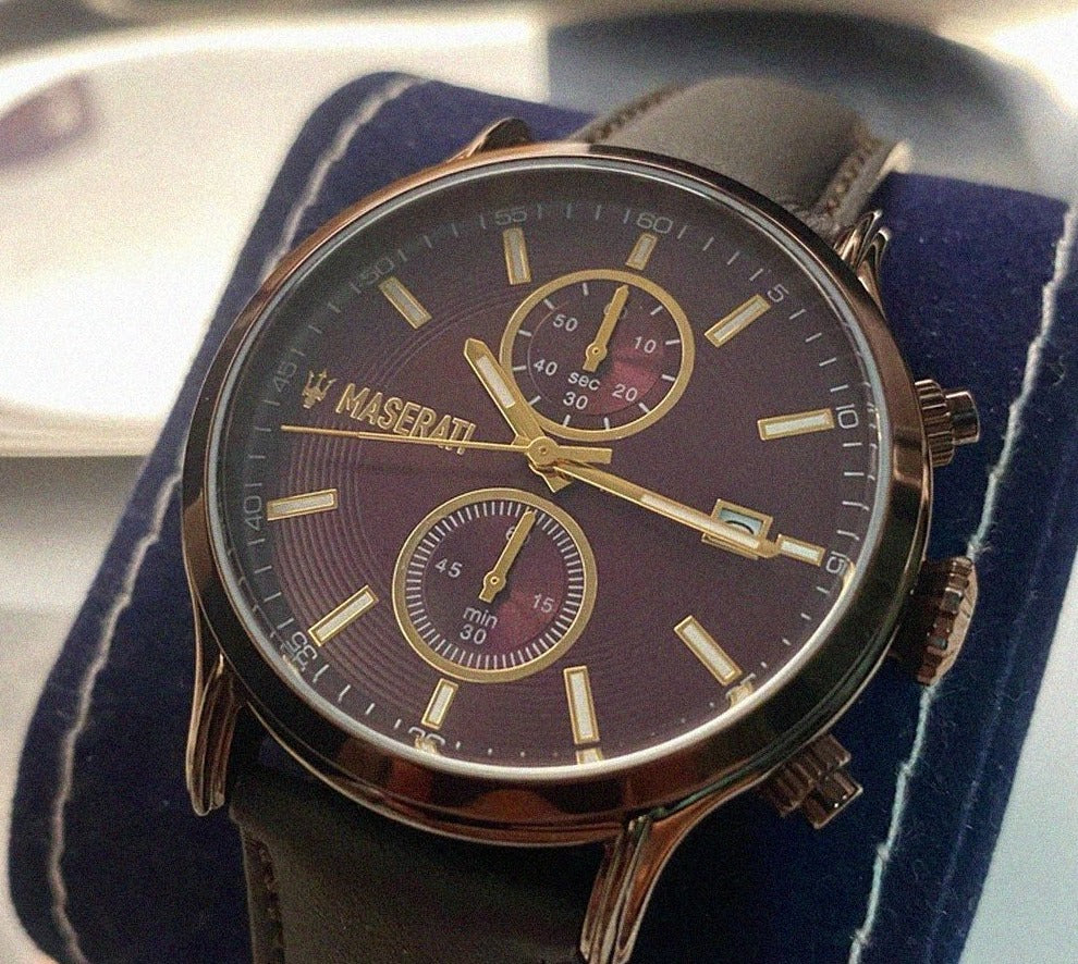 Maserati Epoca Chronograph Brown Dial Brown Leather Watch For Men - R8871618006 Watches Maserati   