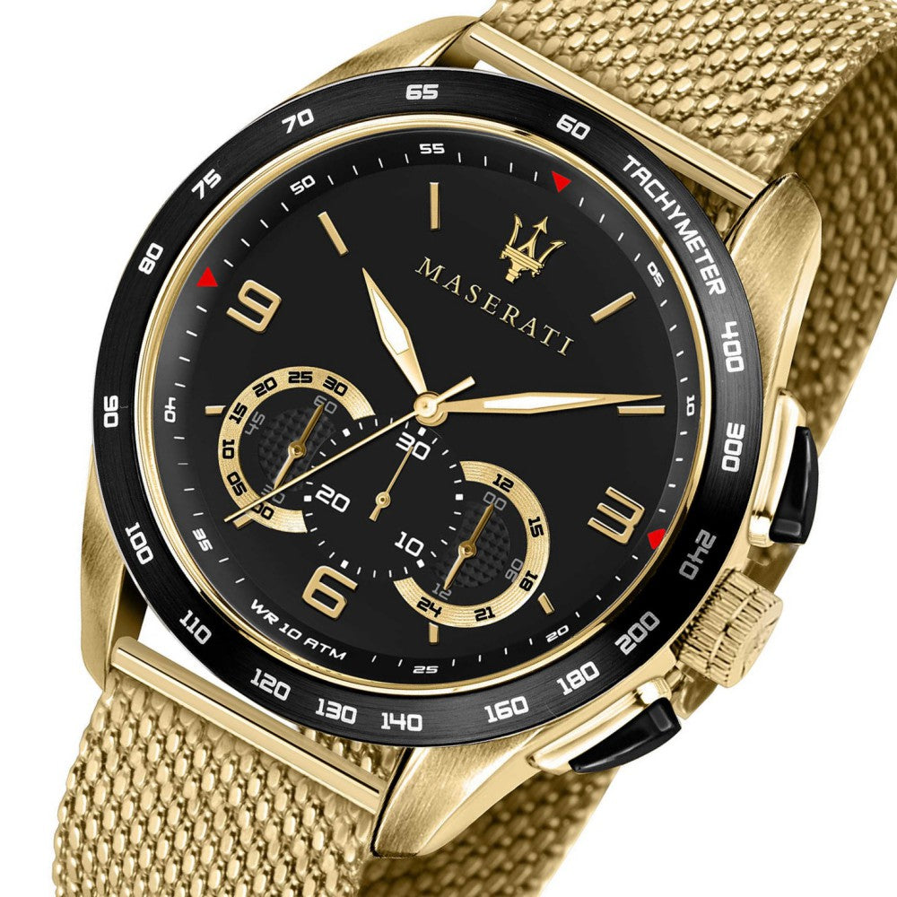 Maserati Traguardo 45mm Quartz Gold Black Dial Watch For Men - R8873612010 Watches Maserati   