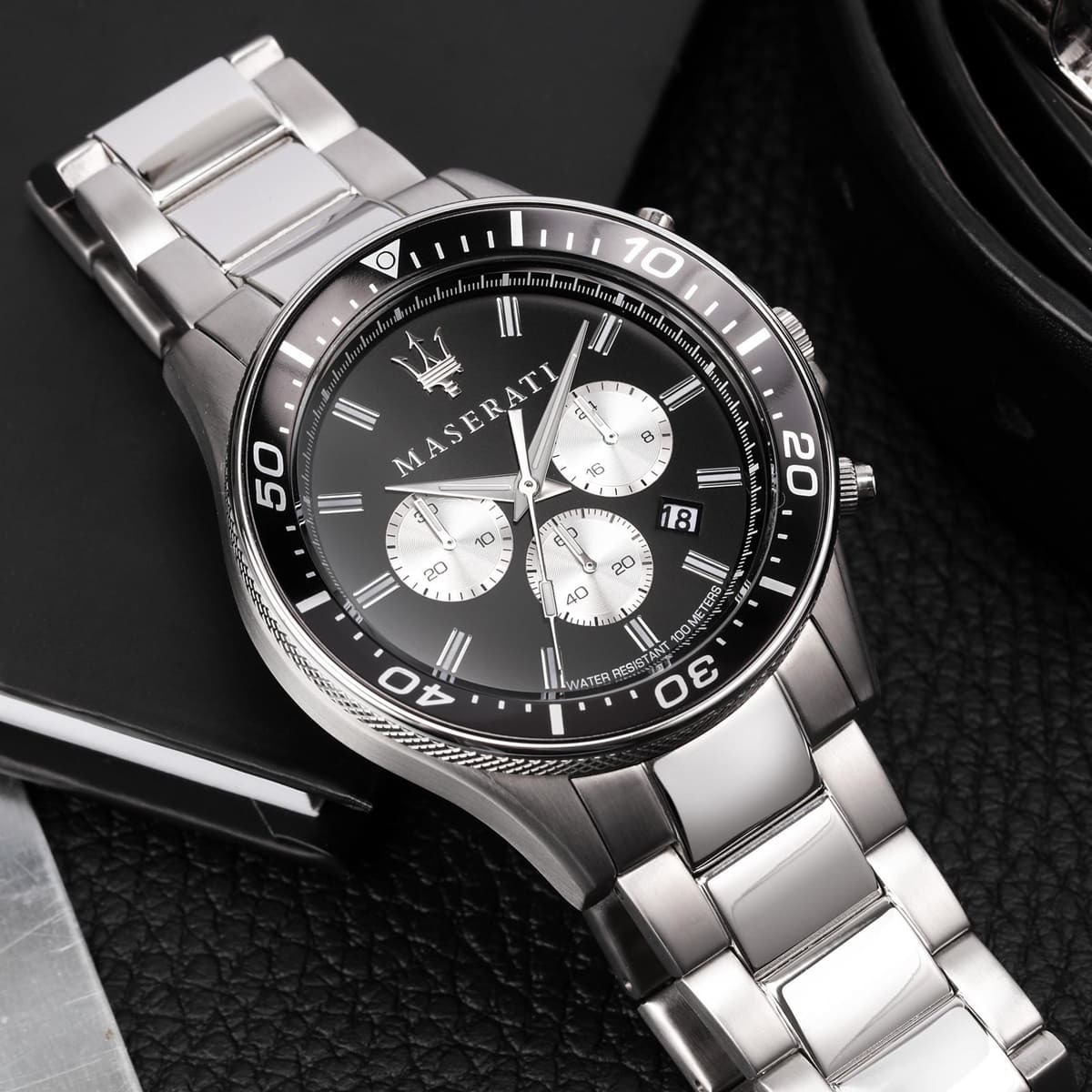 Maserati SFIDA Chronograph Quartz Black Dial Watch For Men - R8873640004 Watches Maserati   