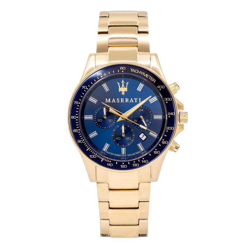 Maserati SFIDA Analog Blue Dial Gold Stainless Steel Watch For Men - R8873640008 Watches Maserati   