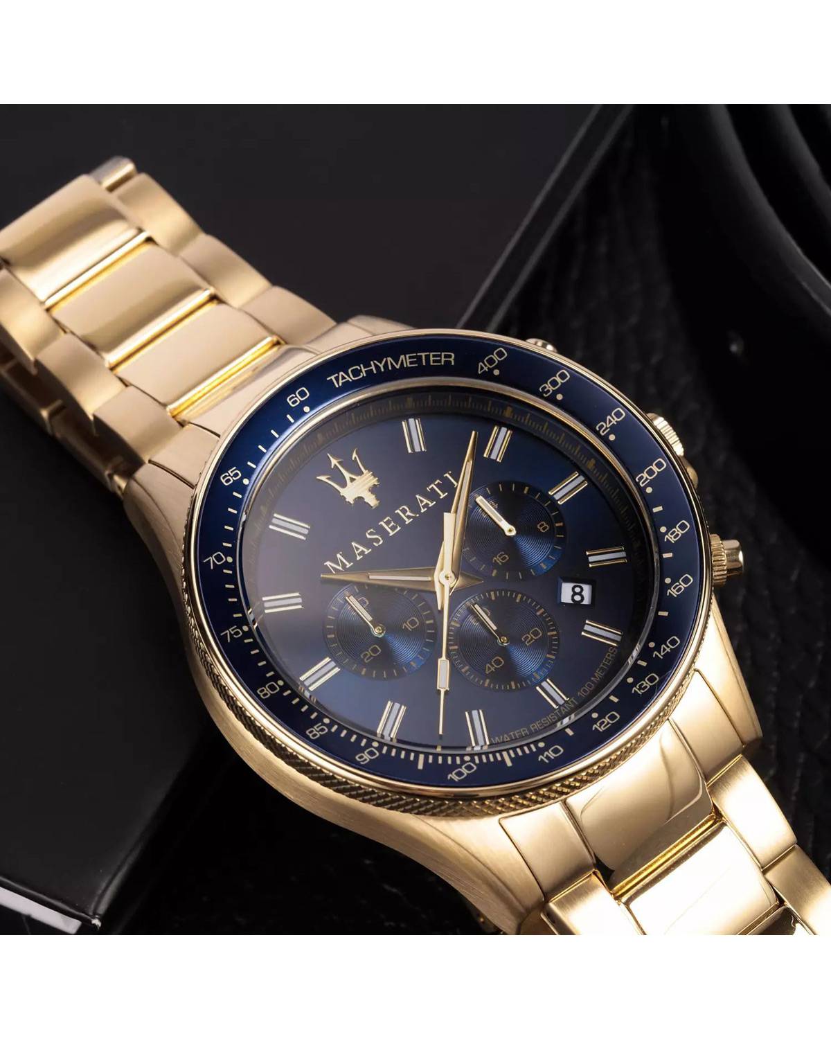 Maserati SFIDA Analog Blue Dial Gold Stainless Steel Watch For Men - R8873640008 Watches Maserati   