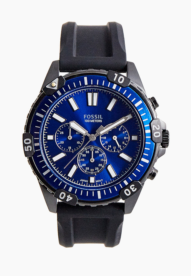 Fossil Garrett Chronograph Blue Dial Black Rubber Strap Watch for Men - FS5695 Watches Fossil   