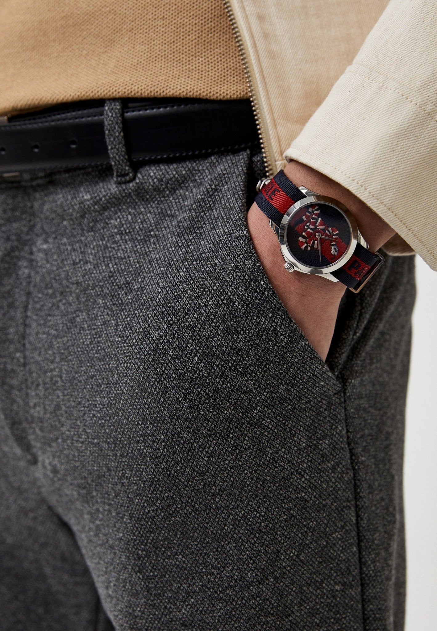 Gucci Le Marche Des Merveilles Blue Red Dial Blue Red Nylon Strap Unisex Watch - YA126493 Watches Gucci   