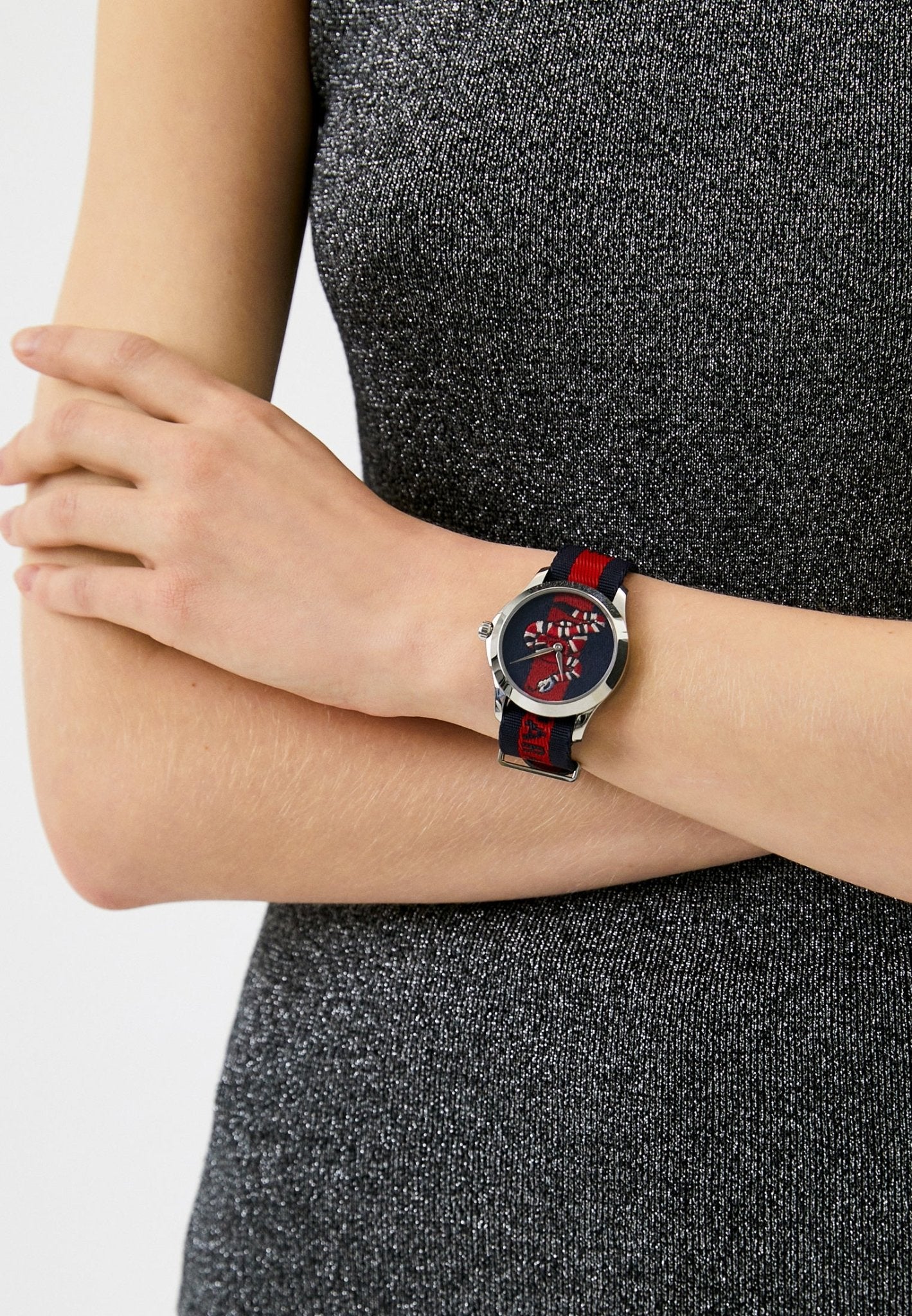 Gucci Le Marche Des Merveilles Blue Red Dial Blue Red Nylon Strap Unisex Watch - YA126493 Watches Gucci   