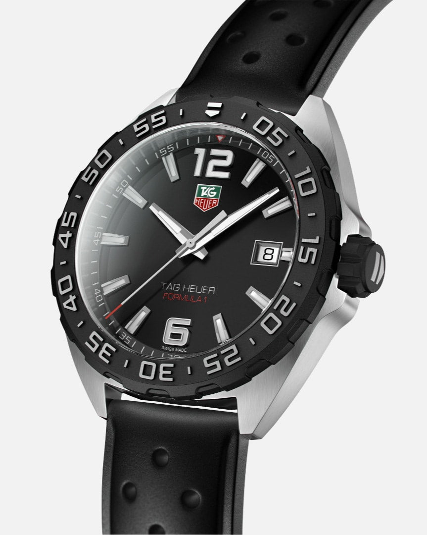 Tag Heuer Formula 1 Quartz 41mm Black Dial Black Rubber Strap Watch for Men - WAZ1110.FT8023 Watches Tag Heuer   