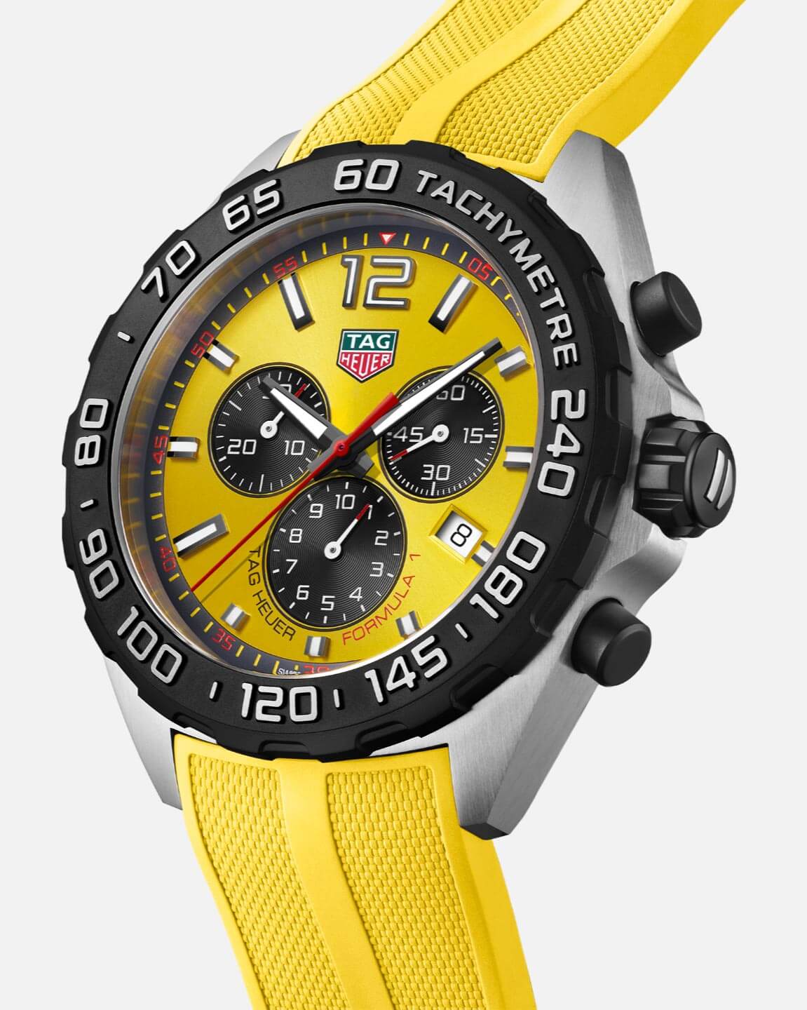 Tag Heuer Formula 1 Chronograph 41mm Yellow Dial Yellow Rubber Strap Watch for Men - CAZ101AM.FT8054 Watches Tag Heuer   