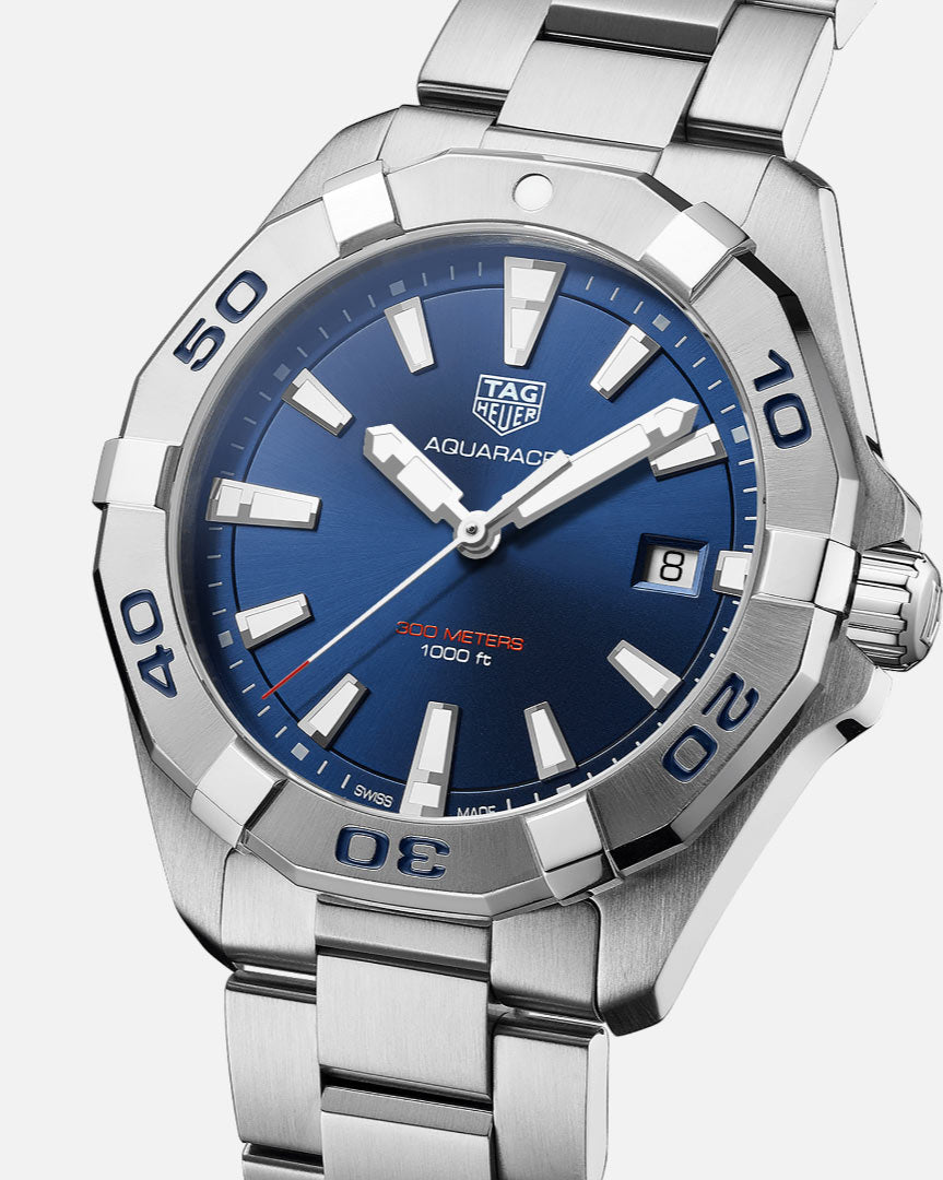 Tag Heuer Aquaracer Silver Stainless Steel Blue Dial Silver Steel Strap Watch for Men - WBD1112.BA0928 Watches Tag Heuer   