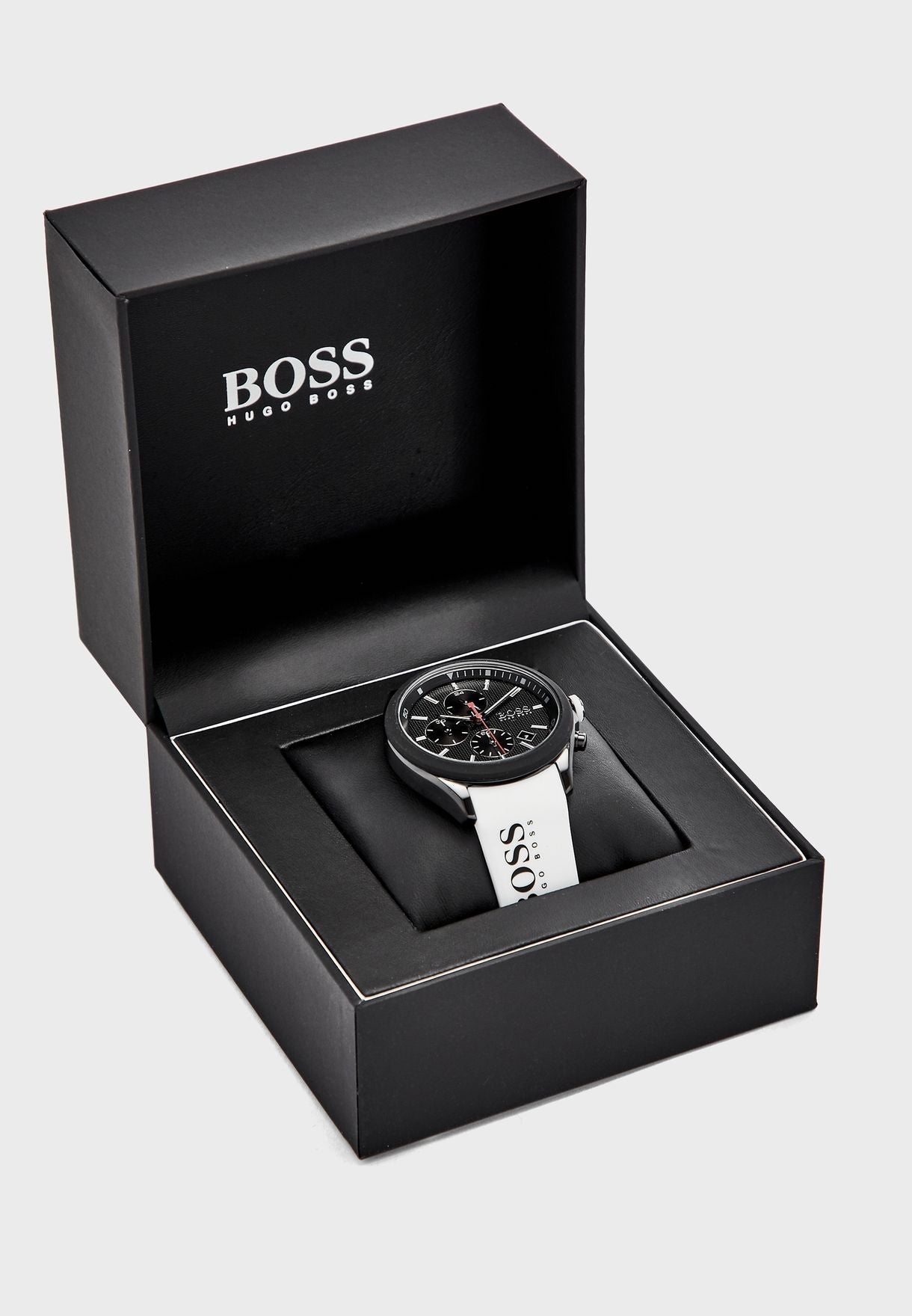 Hugo Boss Velocity Black Dial White Rubber Strap Watch for Men - 1513718 Watches Hugo Boss   