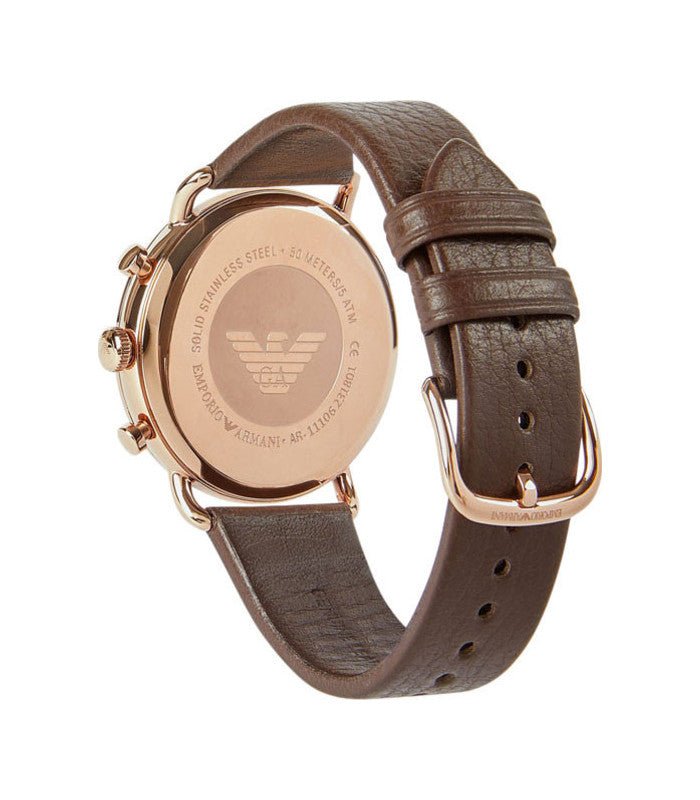 Emporio Armani Aviator Grey Dial Brown Leather Strap Watch For Men - AR11106 Watches Emporio Armani   