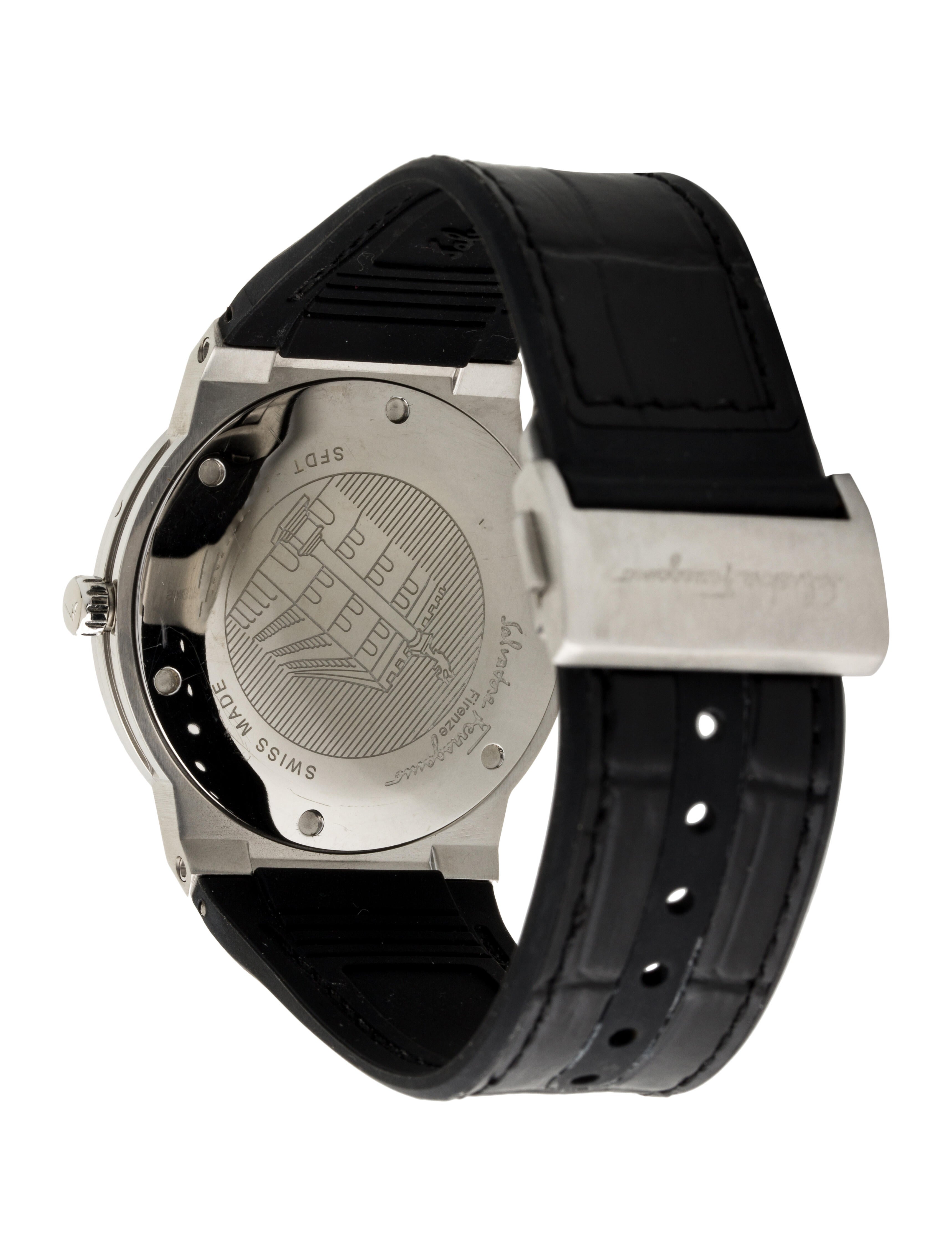 Salvatore Ferragamo F-80 Classic Black Dial Black Leather Strap  Watch for Men - SFDT00219 Watches Salvatore Ferragamo   