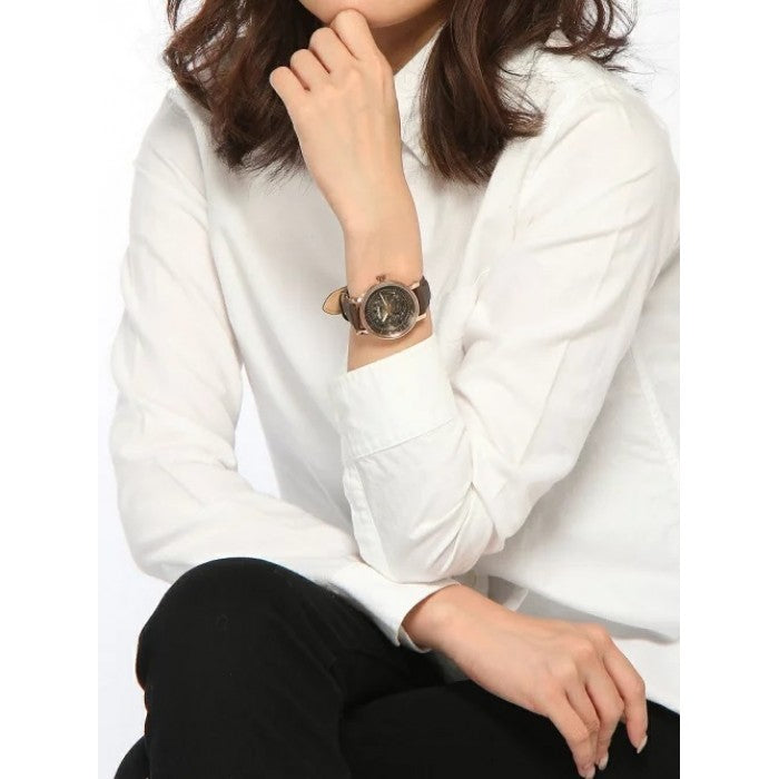 Fossil Boyfriend Automatic Skeleton Grey Dial Grey Leather Strap Watch for Women - ME3089 Watches Fossil   