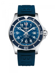 Breitling Superocean II 44mm Blue Dial Blue Rubber Strap Watch for Men - A17392D8/C910/158S/A20SS.1 Watches Breitling   