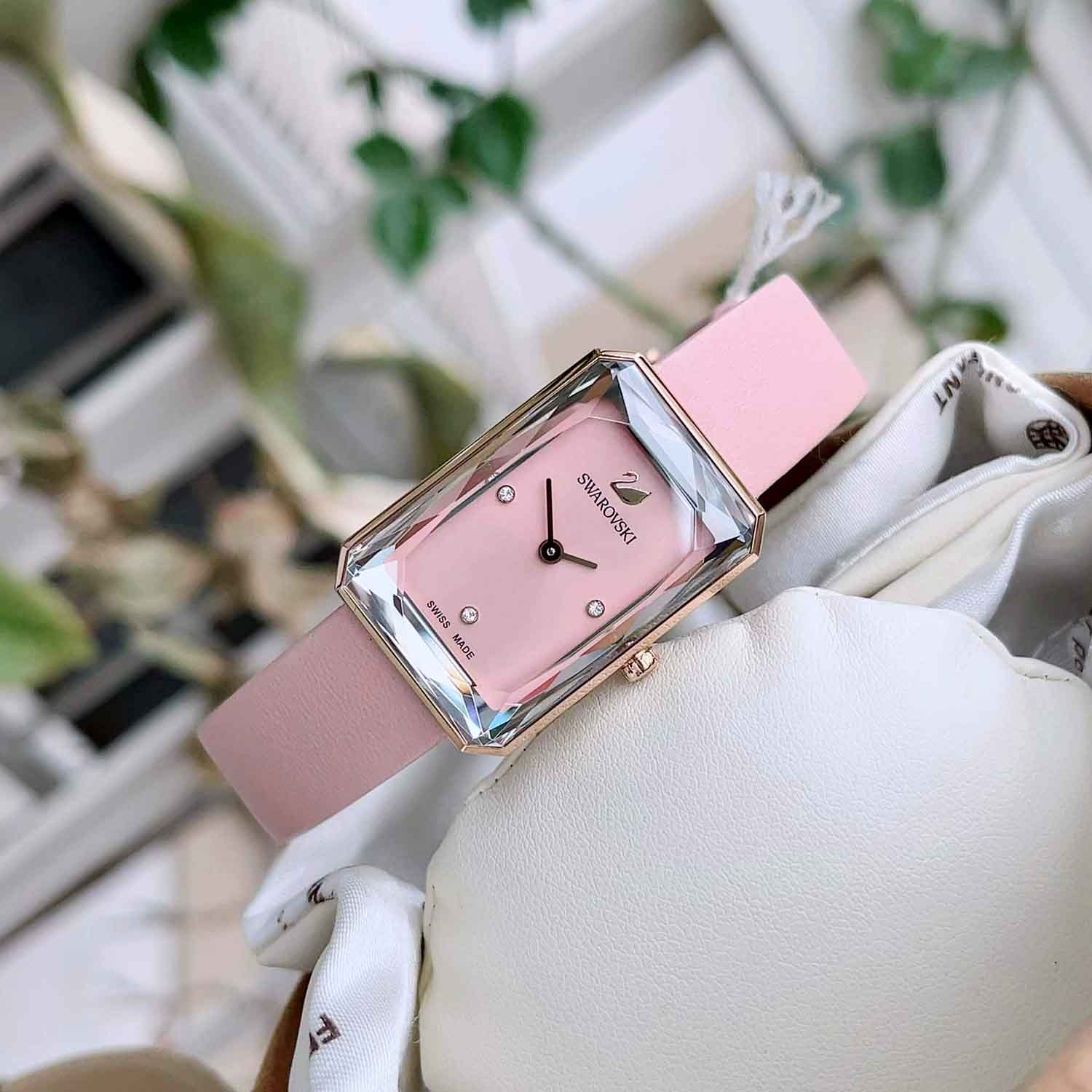 Swarovski Uptown Pink Dial Pink Leather Strap Watch for Women - 5547719 Watches Swarovski   