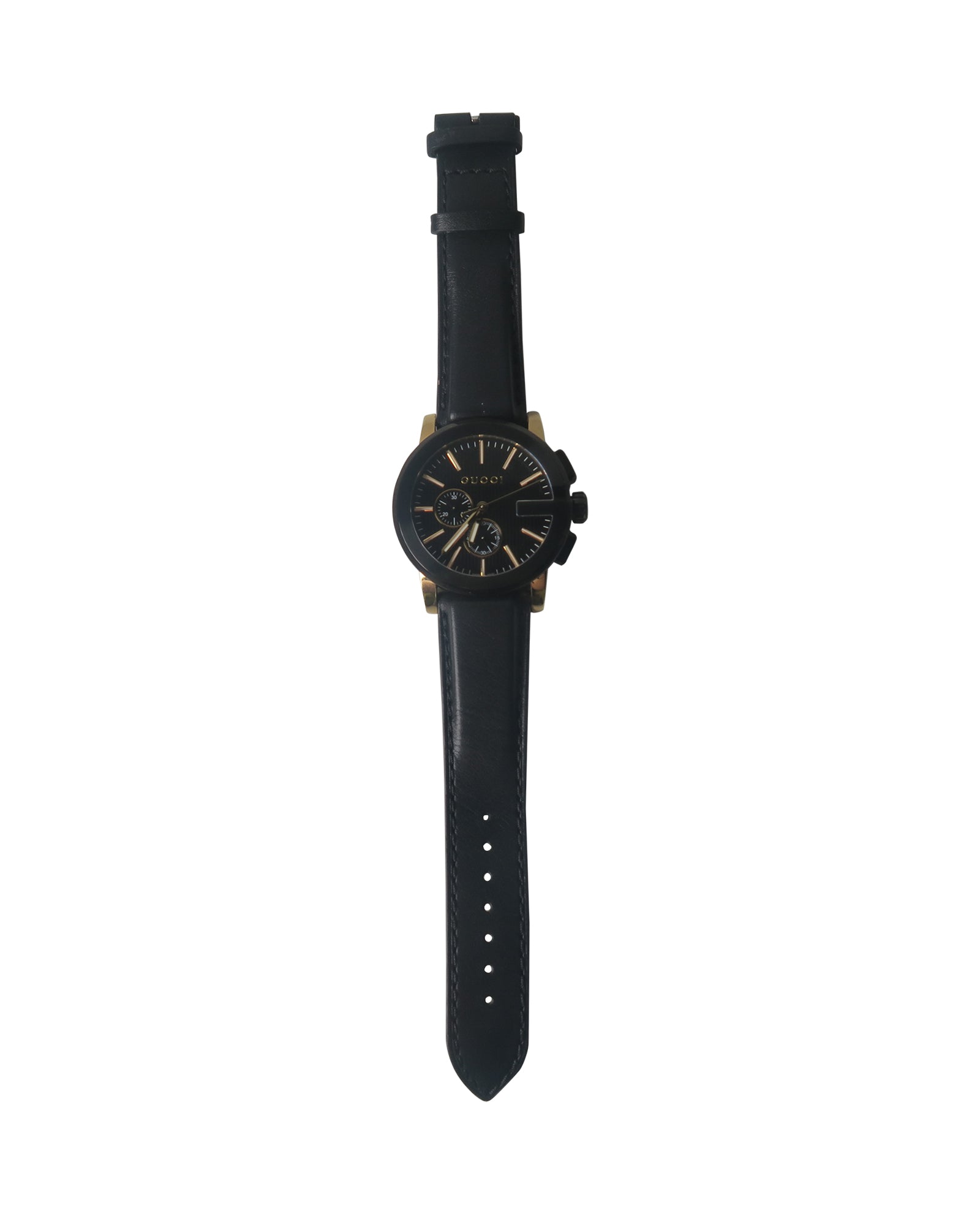 Gucci G Chrono Black Dial Black Leather Strap Watch For Men - YA101203 Watches Gucci   