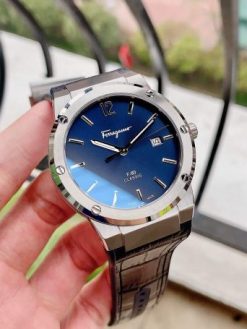Salvatore Ferragamo F-80 Classic Blue Dial Blue Leather Strap Watch for Men - SFDT00319 Watches Salvatore Ferragamo   