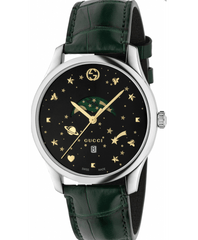 Gucci G-Timeless Black Dial Green Leather Strap Unisex Watch - YA126326 Watches Gucci   