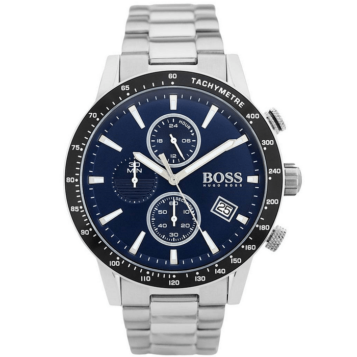 Hugo Boss Rafale Quartz Blue Dial Silver Steel Strap Watch for Men - 1513510 Watches Hugo Boss   