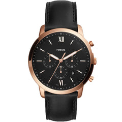 Fossil Neutra Chronograph Black Dial Black Leather Strap Watch for Men - FS5381 Watches Fossil   