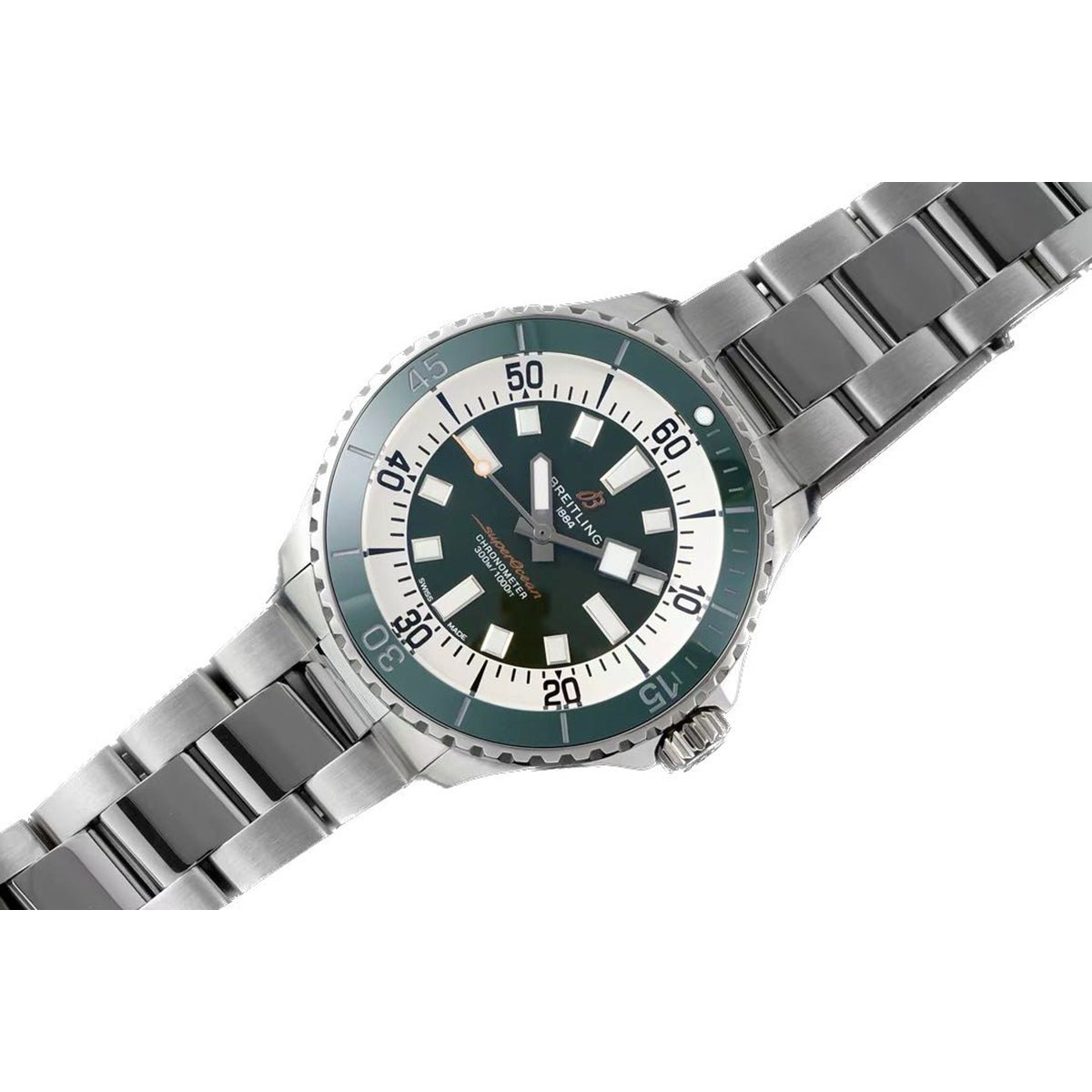 Breitling Superocean Automatic 44mm Navy Green Dial Green Rubber Strap Watch for Men - A17376A31L1A1 Watches Breitling   