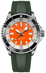 Breitling Superocean Automatic 42mm Kelly Slater Limited Edition Orange Dial Green Rubber Strap Watch for Men - A173751A101S1 Watches Breitling   