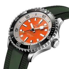 Breitling Superocean Automatic 42mm Kelly Slater Limited Edition Orange Dial Green Rubber Strap Watch for Men - A173751A101S1 Watches Breitling   