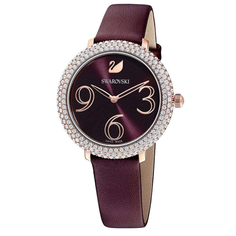 Swarovski Crystal Frost Red Dial Red Leather Strap Watch for Women - 5484064 Watches Swarovski   