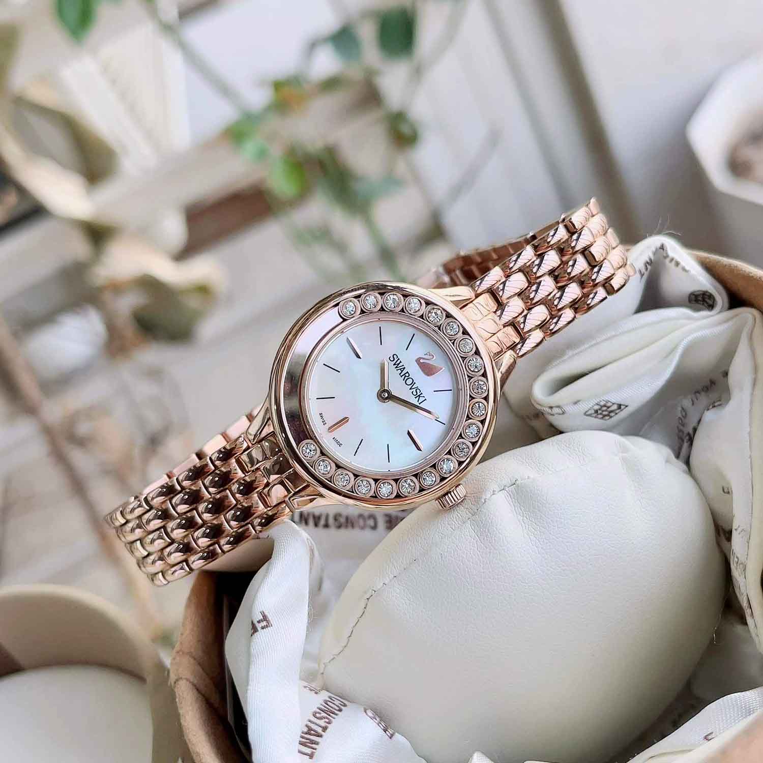 Swarovski Lovely Crystals Mother of Pearl Dial Rose Gold Steel Strap Watch for Women - 5261496 Watches Swarovski   