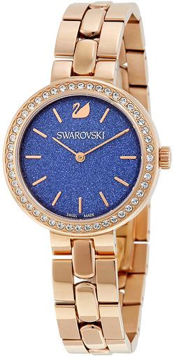 Swarovski Daytime Glittering Blue Dial Rose Gold Steel Strap Watch for Women - 5182277 Watches Swarovski   