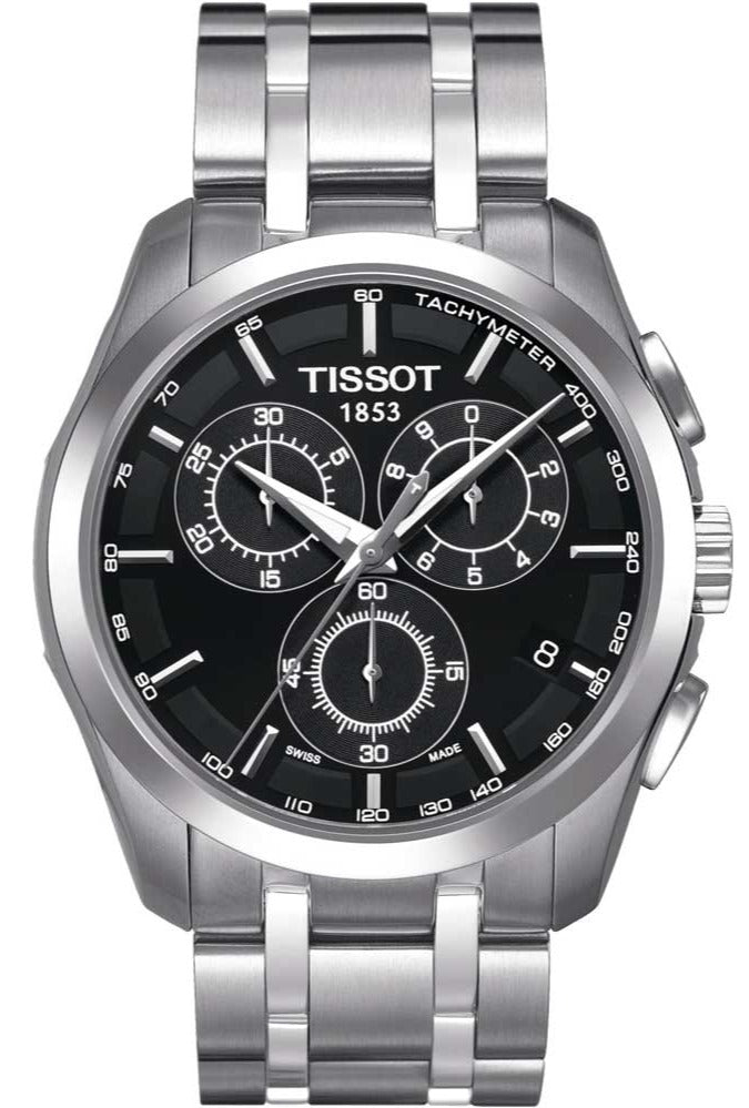 Tissot Couturier Chronograph Black Dial Silver Steel Strap Watch For Men - T035.617.11.051.00 Watches Tissot   