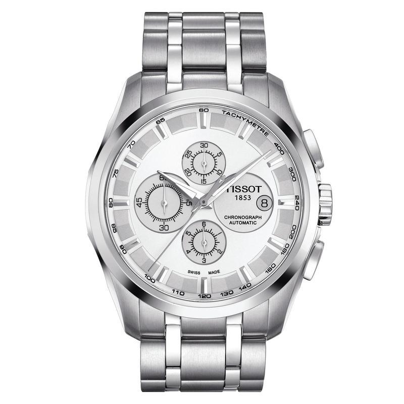 Tissot T Classic Couturier Chronograph White Stainless Steel Quartz Watch For Men - T101.617.11.031.00 Watches Tissot   