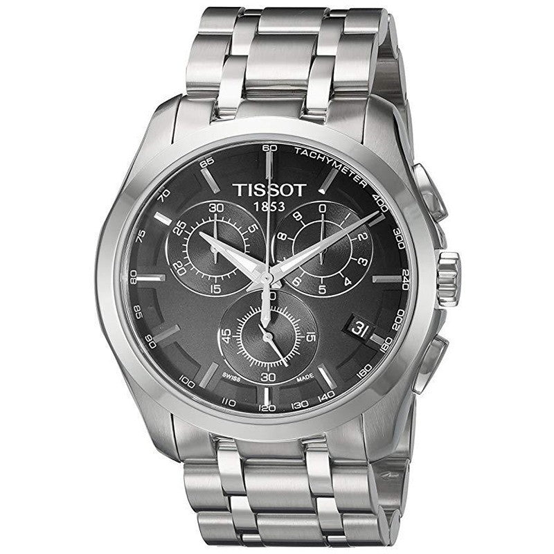 Tissot Couturier Chronograph Black Dial Silver Steel Strap Watch For Men - T035.617.11.051.00 Watches Tissot   