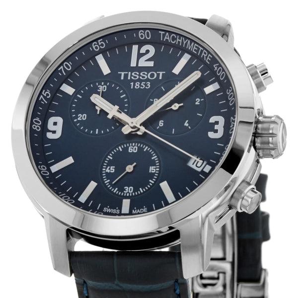 Tissot PRC 200 Chronograph Blue Dial Blue Leather Strap Watch For Men - T055.417.16.047.00 Watches Tissot   