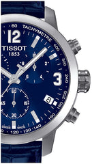 Tissot PRC 200 Chronograph Blue Dial Blue Leather Strap Watch For Men - T055.417.16.047.00 Watches Tissot   