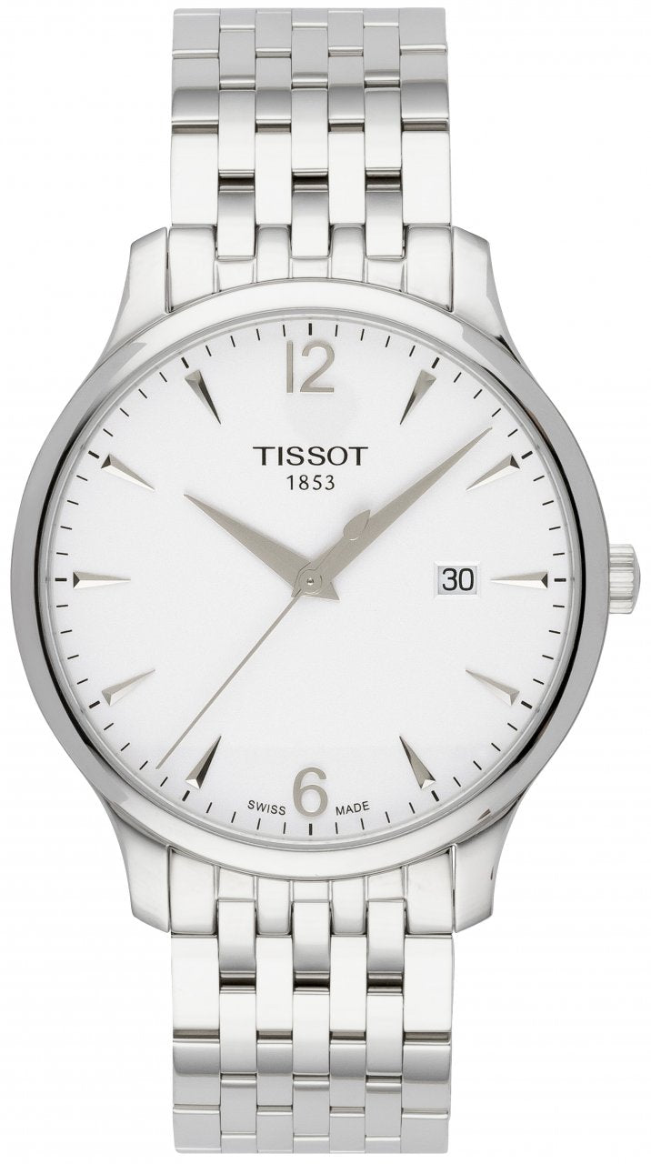 Tissot T Classic Tradition White Dial Silver Steel Strap Watch For Men - T063.610.11.037.00 Watches Tissot   