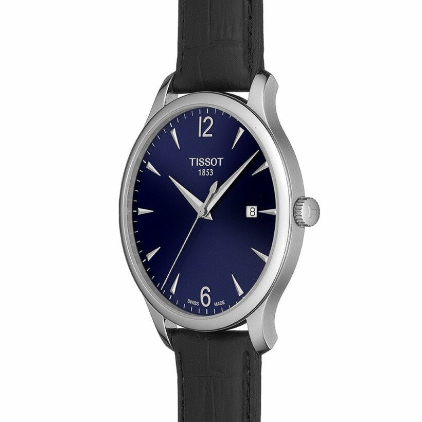 Tissot T Classic Tradition Blue Dial Black Leather Strap Watch For Men - T063.610.16.047.00 Watches Tissot   