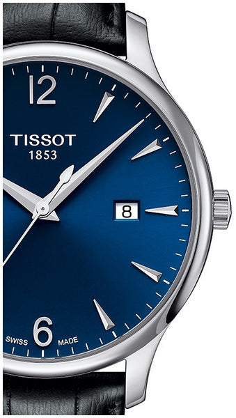 Tissot T Classic Tradition Blue Dial Black Leather Strap Watch For Men - T063.610.16.047.00 Watches Tissot   