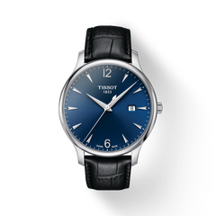 Tissot T Classic Tradition Blue Dial Black Leather Strap Watch For Men - T063.610.16.047.00 Watches Tissot   