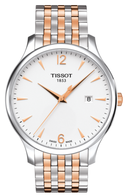 Tissot T Classic Tradition White Dial Two Tone Mesh Bracelet Watch For Men - T063.610.22.037.01 Watches Tissot   