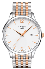 Tissot T Classic Tradition White Dial Two Tone Mesh Bracelet Watch For Men - T063.610.22.037.01 Watches Tissot   