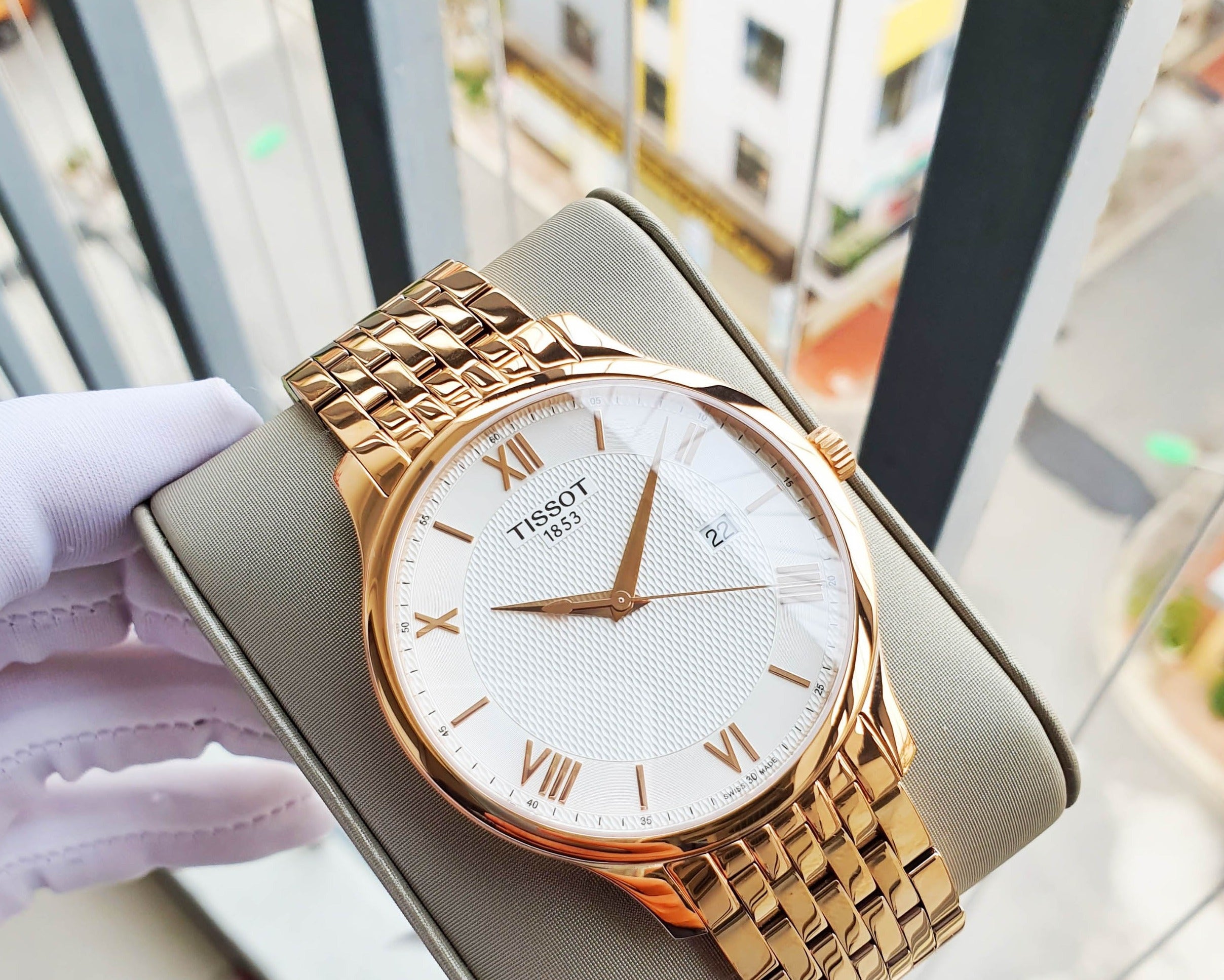 Tissot T Classic Tradition White Dial Rose Gold Stainless Steel Strap Watch For Women - T063.610.33.038.00 Watches Tissot   