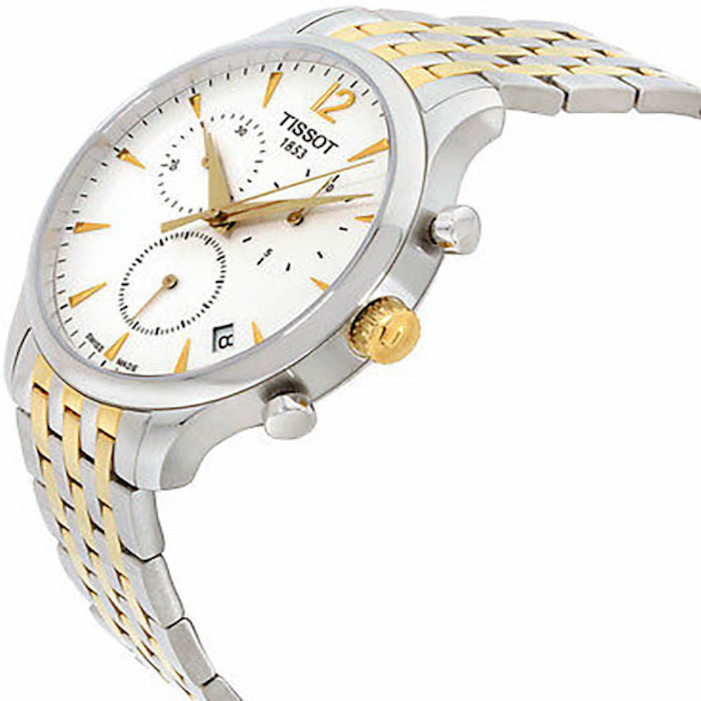 Tissot T Classic Tradition Chronograph White Dial Two Tone Mesh Bracelet Watch For Men - T063.617.22.037.00 Watches Tissot   