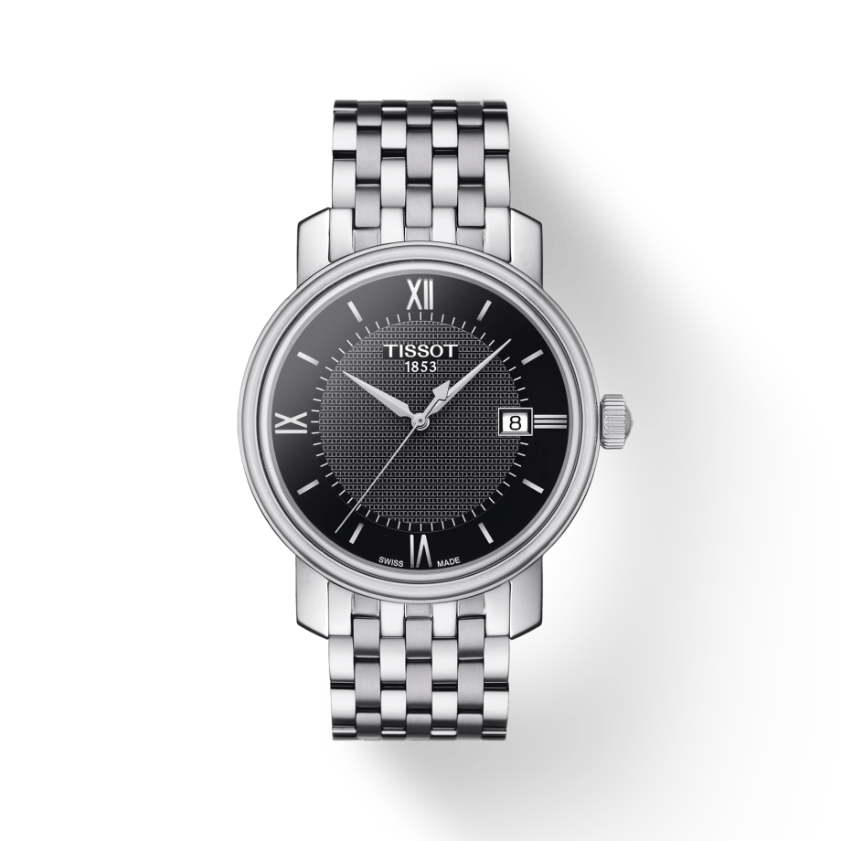 Tissot T Classic Bridgeport Black Dial Silver Steel Strap Watch For Men - T097.410.11.058.00 Watches Tissot   