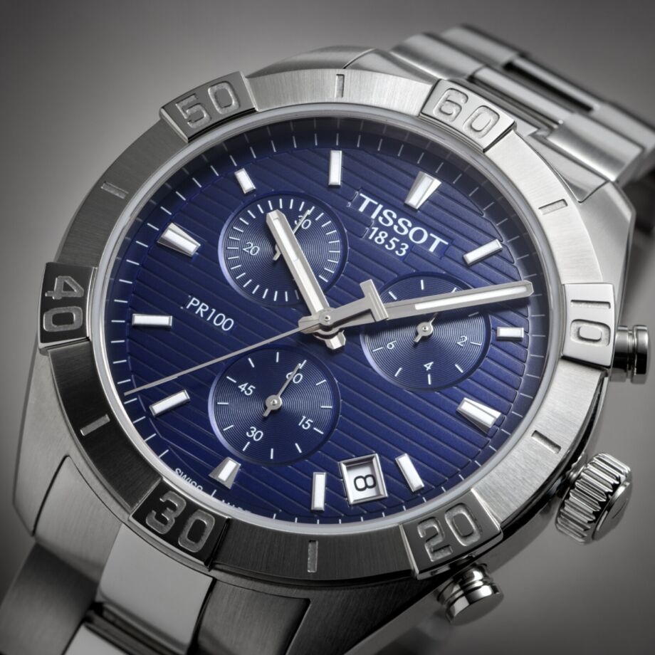 Tissot PR 100 Sport Quartz Chronograph Blue Dial Silver Stainless Steel Watch For Men - T101.617.11.041.00 Watches Tissot   