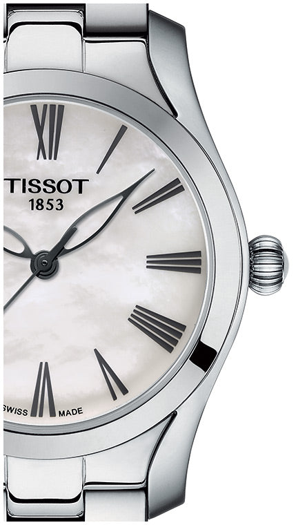 Tissot T Wave T Lady Mother of Pearl Dial Silver Steel Strap Watch For Women - T112.210.11.113.00 Watches Tissot   