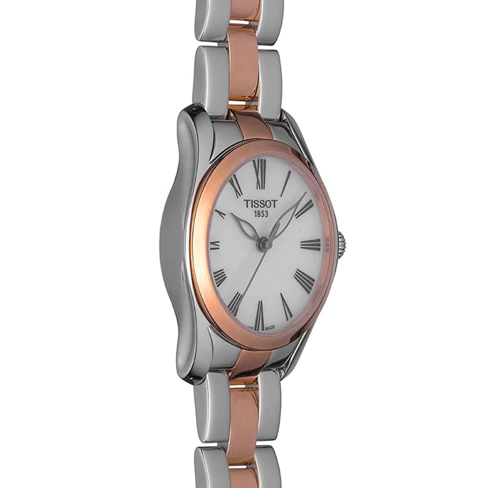 Tissot T Wave Mother of Pearl Dial Two Tone Stainless Steel Strap Watch For Women - T112.210.22.113.01 Watches Tissot   