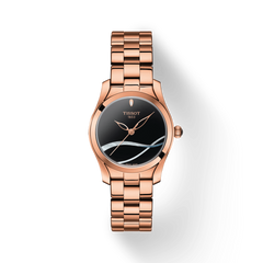 Tissot T Wave Black Dial Rose Gold Steel Strap Watch For Women - T112.210.33.051.00 Watches Tissot   