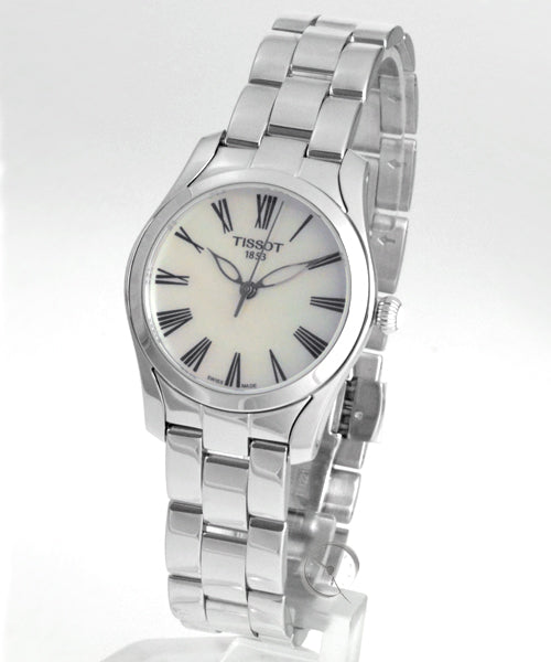 Tissot T Wave T Lady Mother of Pearl Dial Silver Steel Strap Watch For Women - T112.210.11.113.00 Watches Tissot   